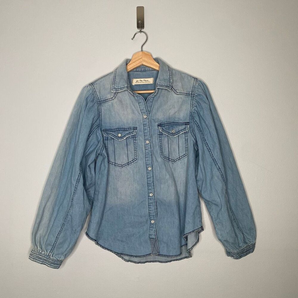 Free People with Love Denim Button Down XS - Picture 5 of 9